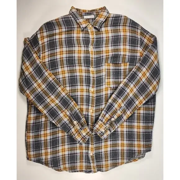 Free People x CP Shades Y2K Plaid Flannel Shirt L USA Cotton L - Picture 2 of 11